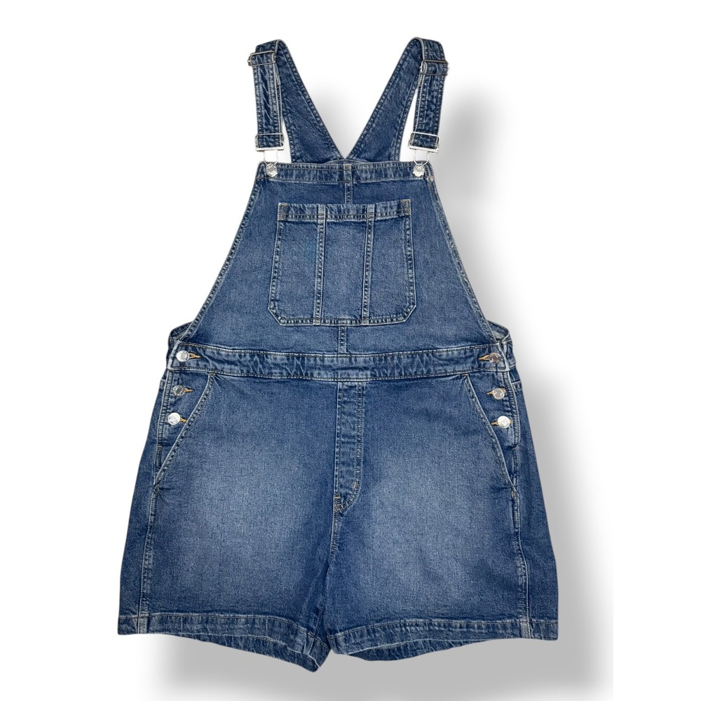 GAP Women's Large Denim Shortall Overalls Medium Wash NEW